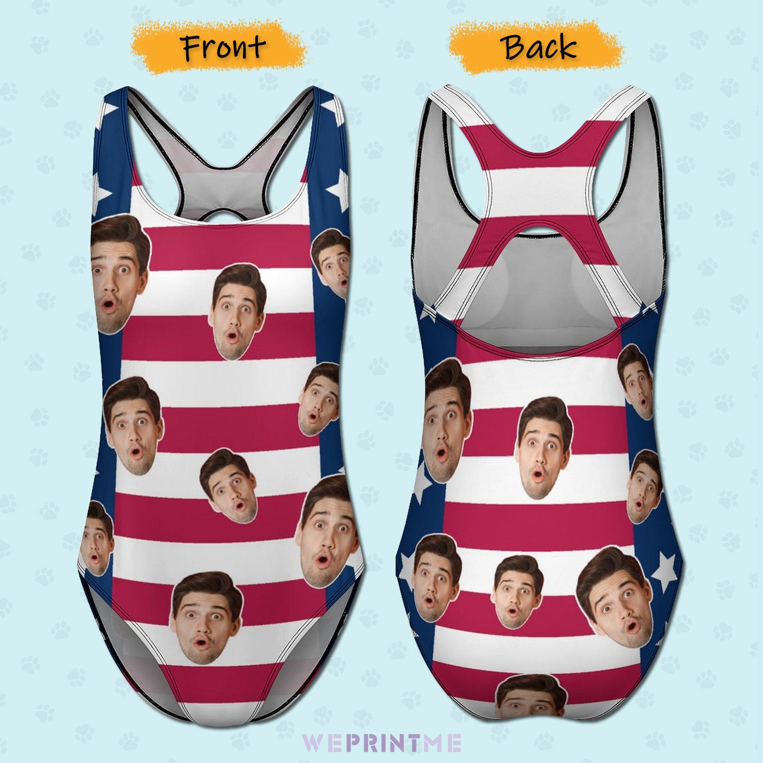 Custom Face Flag Women's One-Piece Swimsuit-WEPRINTME-13