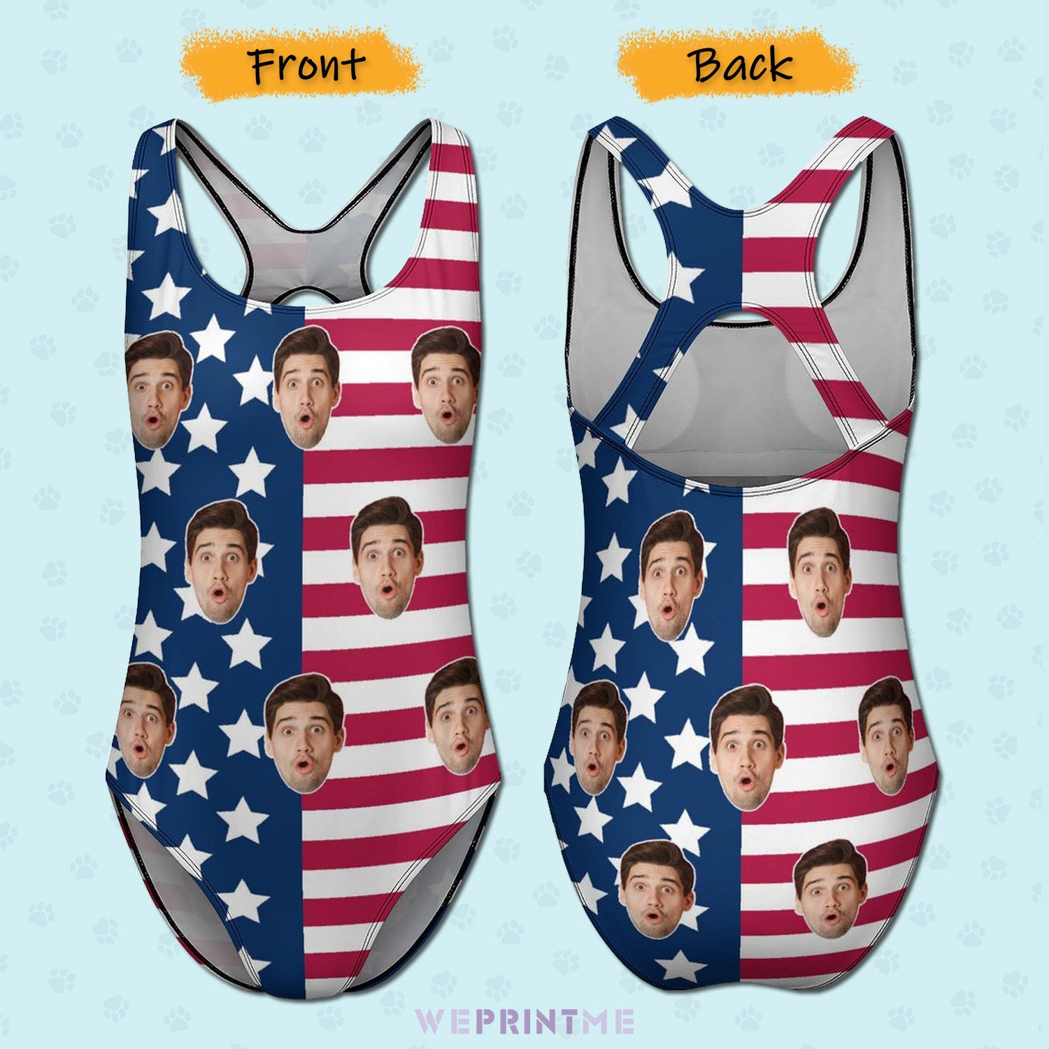 Custom Face Flag Women's One-Piece Swimsuit-WEPRINTME-3