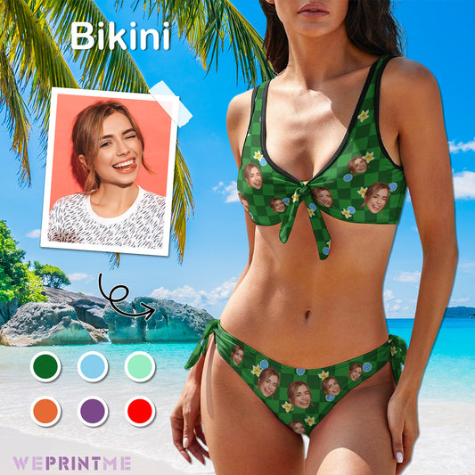 Custom Face Flower Plaid Bikinis-WEPRINTME-1