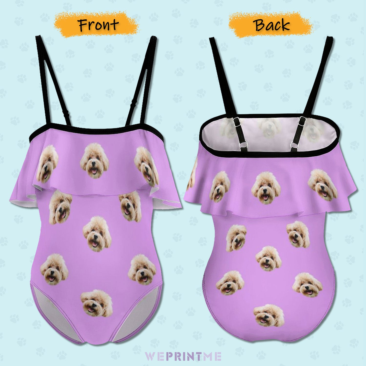Custom Face Girls Swimwear Matching Pet Bandana-WEPRINTME-2