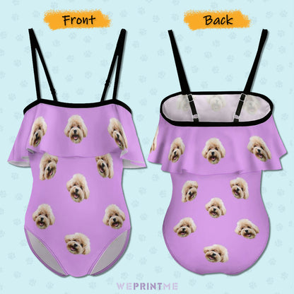 Custom Face Girls Swimwear Matching Pet Bandana-WEPRINTME-2