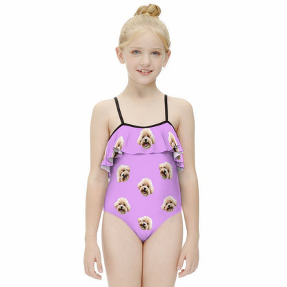 Custom Face Girls Swimwear Matching Pet Bandana-WEPRINTME-3