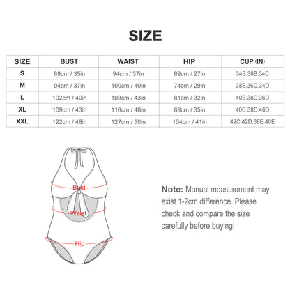 Custom Face Halter One-Piece Swimsuit-WEPRINTME-Size Chart