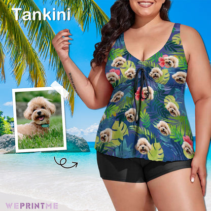 Custom Face Hawaiian Flag Plus Size Tankini-WEPRINTME-2