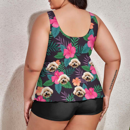 Custom Face Hawaiian Flag Plus Size Tankini-WEPRINTME-5