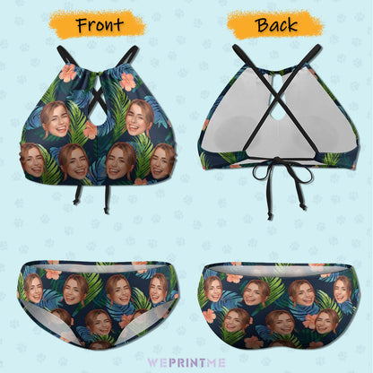 Custom Face Hawaiian Plus Size Halter Tankini-WEPRINTME-7