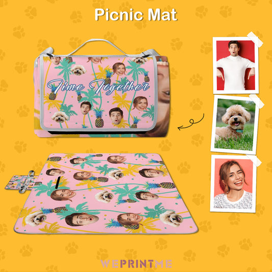 Custom Face Hawaiian Square Picnic Mat-WEPRINTME-1