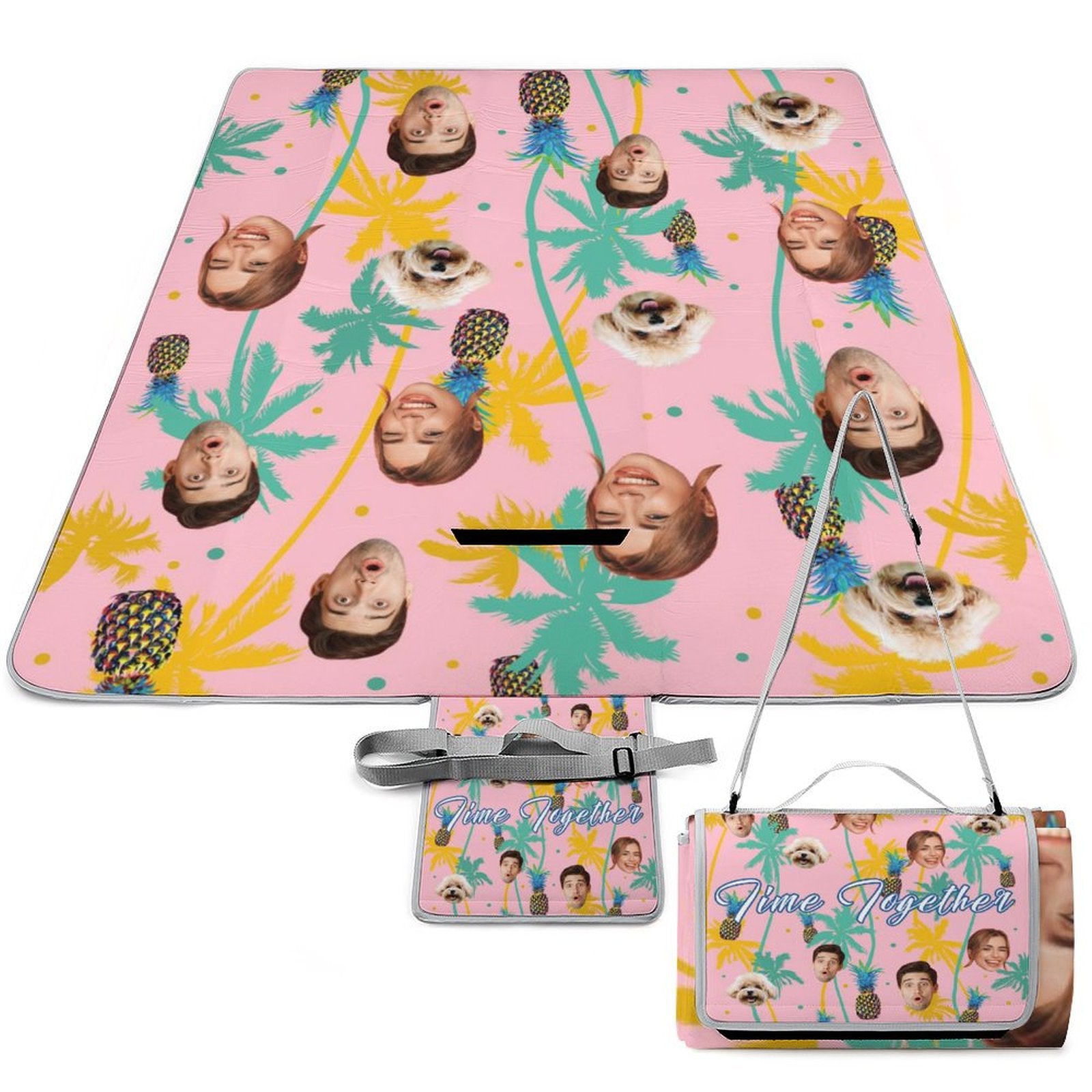 Custom Face Hawaiian Square Picnic Mat-WEPRINTME-2