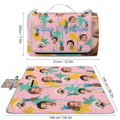Custom Face Hawaiian Square Picnic Mat-WEPRINTME-3