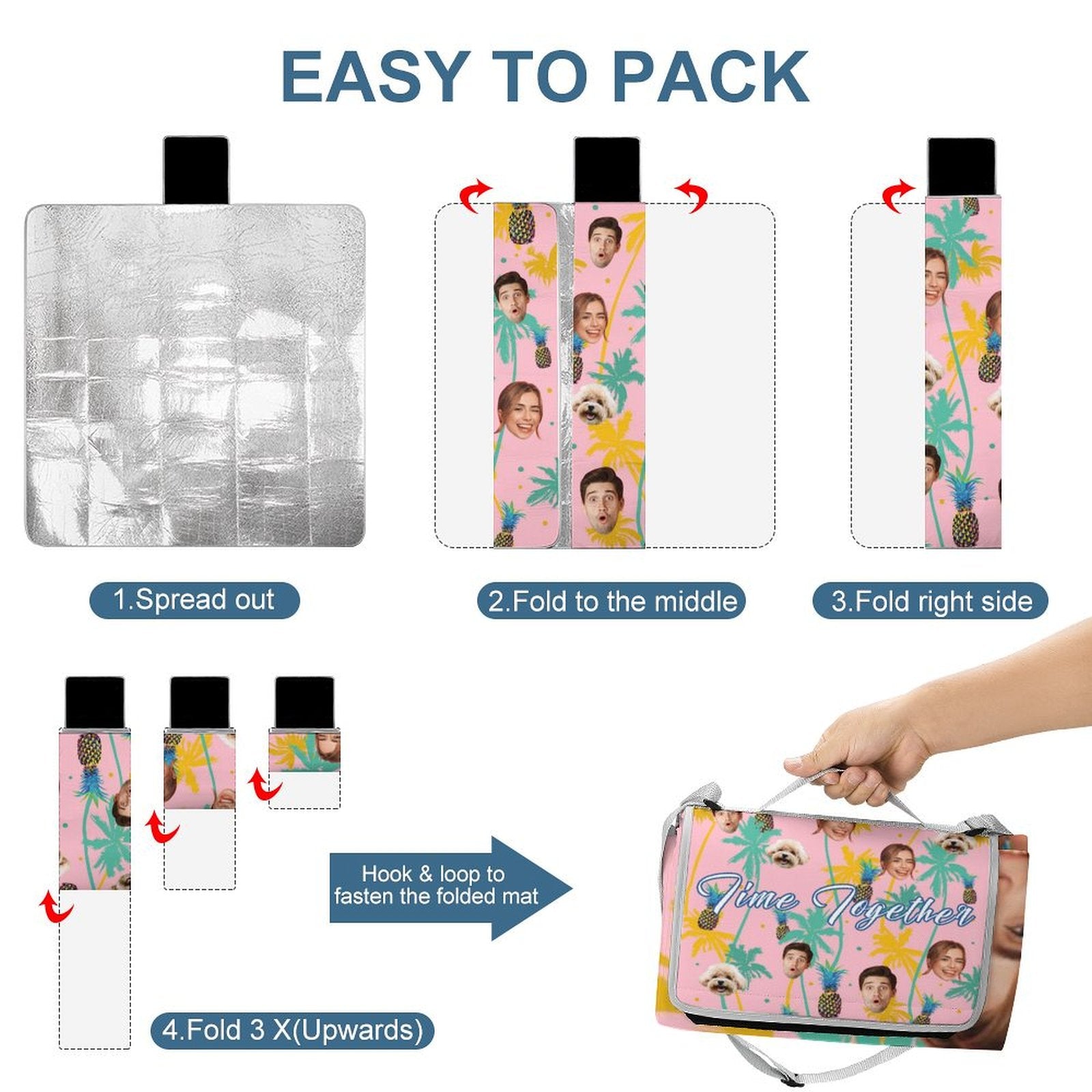 Custom Face Hawaiian Square Picnic Mat-WEPRINTME-4