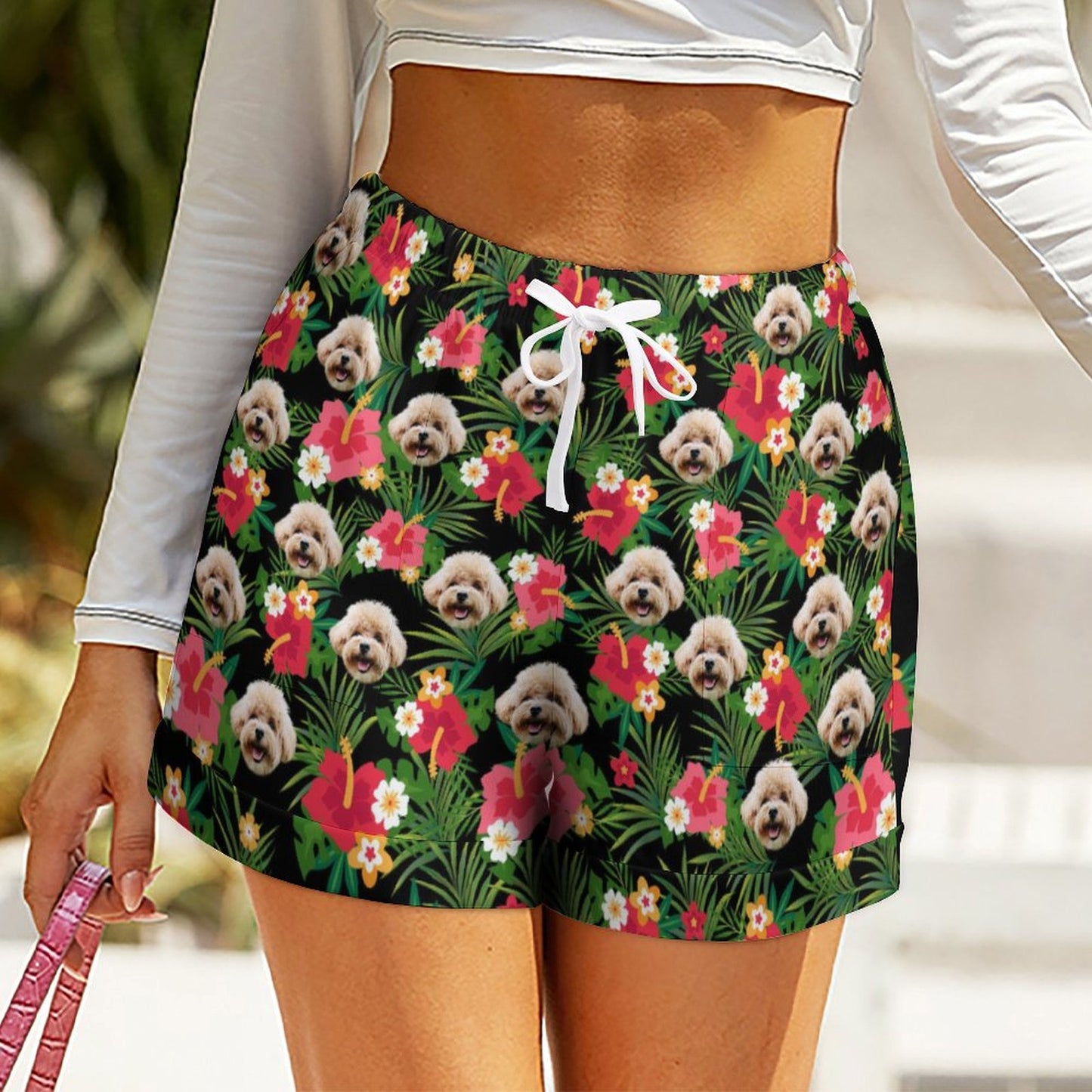 Custom Face Hawaiian Style Women's Shorts-WEPRINTME-10