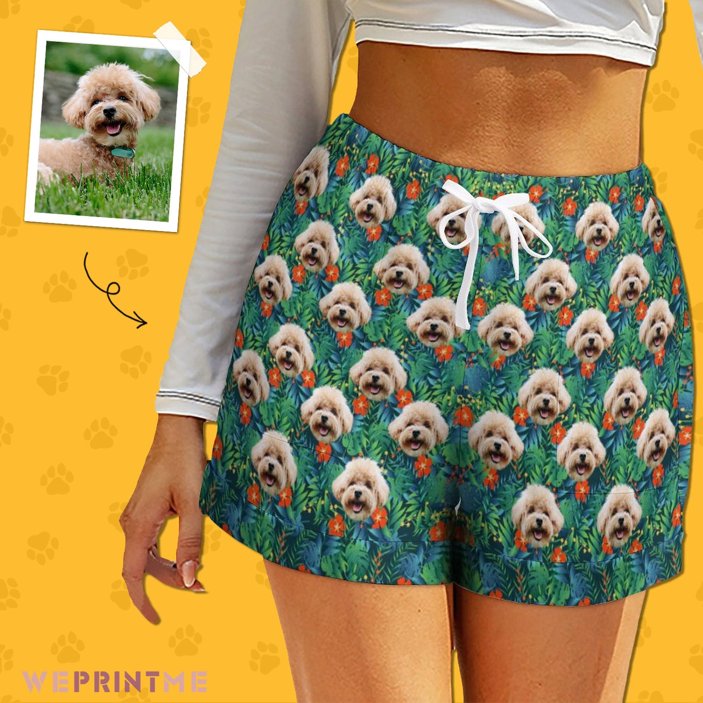 Custom Face Hawaiian Style Women's Shorts-WEPRINTME-14