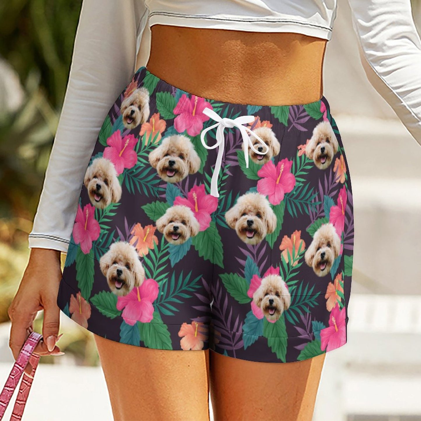 Custom Face Hawaiian Style Women's Shorts-WEPRINTME-2