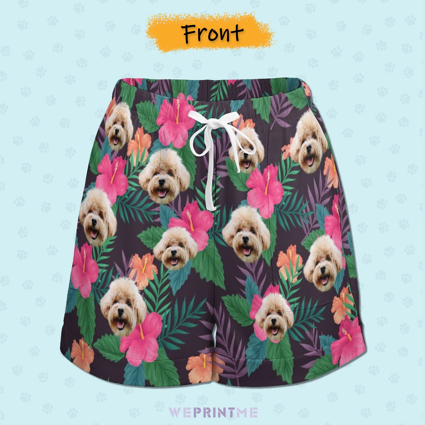 Custom Face Hawaiian Style Women's Shorts-WEPRINTME-3