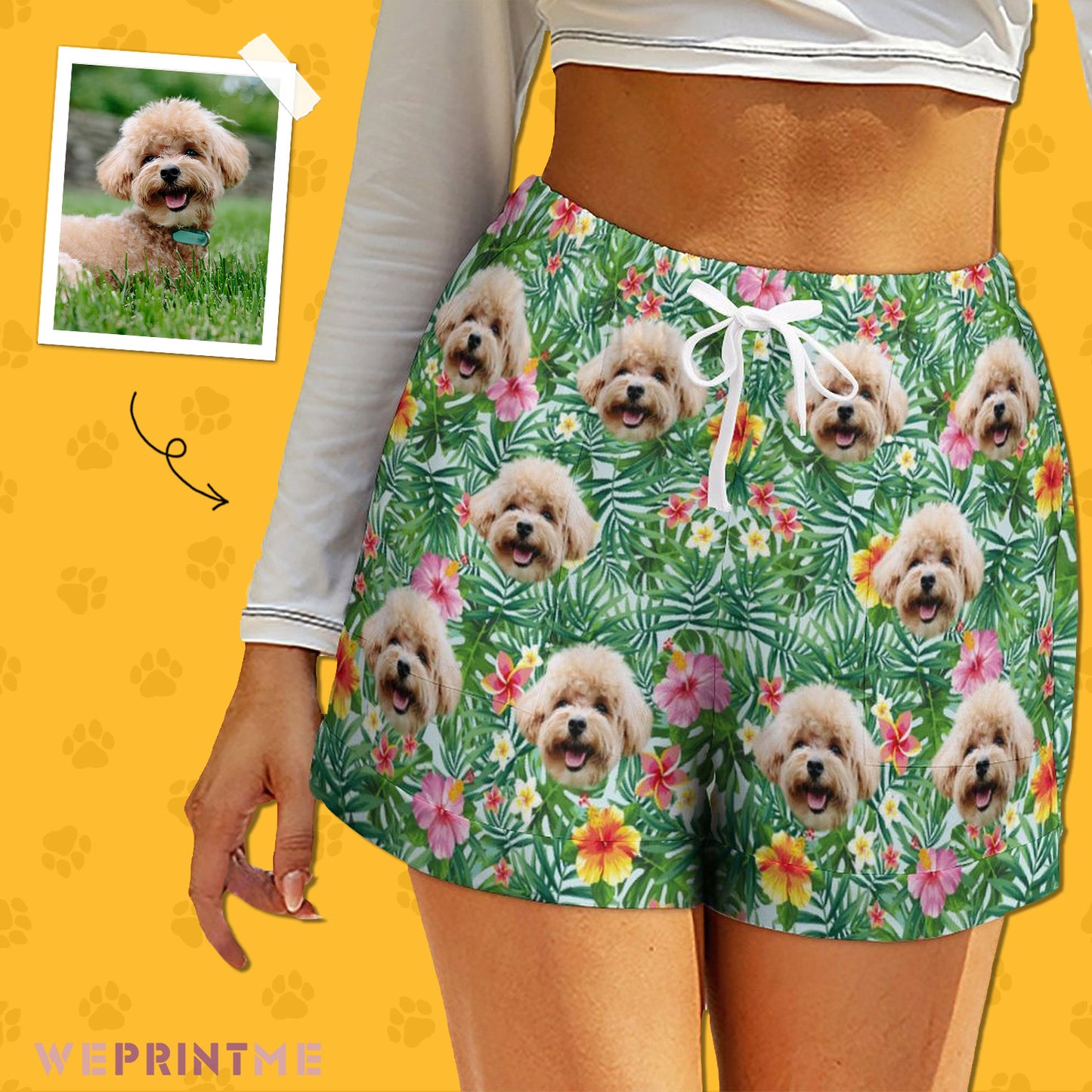 Custom Face Hawaiian Style Women's Shorts-WEPRINTME-5