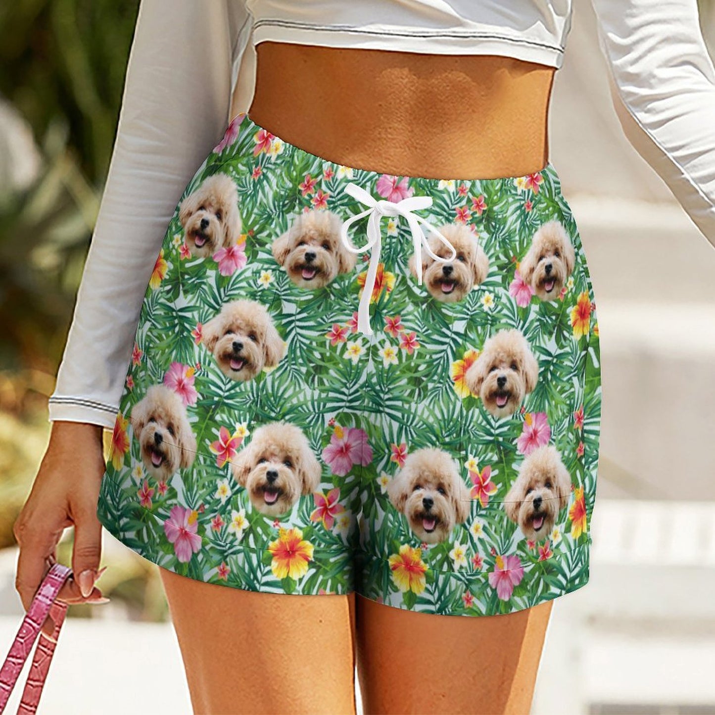 Custom Face Hawaiian Style Women's Shorts-WEPRINTME-6