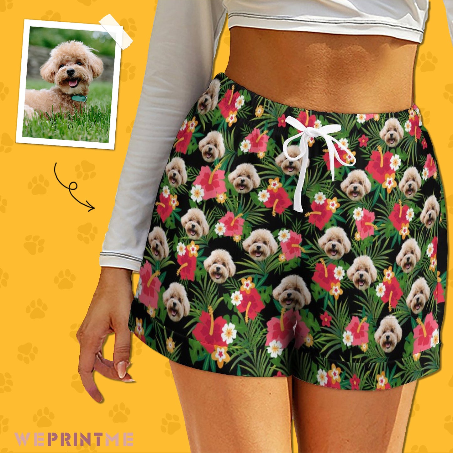 Custom Face Hawaiian Style Women's Shorts-WEPRINTME-9