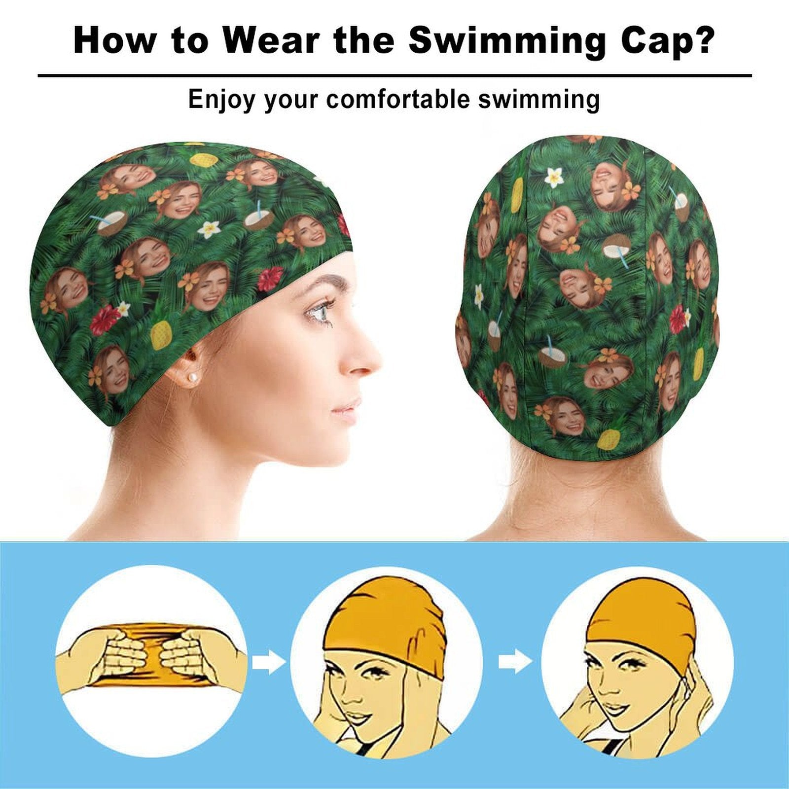 Custom Face Hawaiian Swimming Cap-WEPRINTME-2