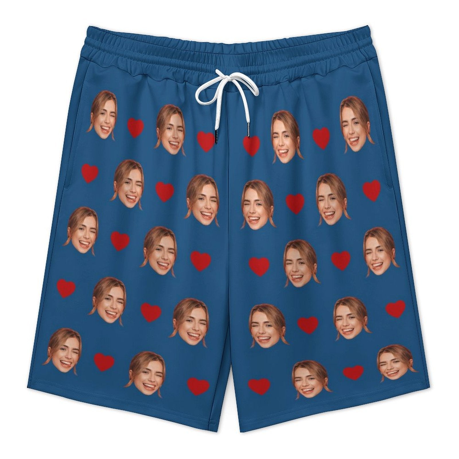 Custom Face Heart Men's Short Sweatpants-WEPRINTME-4