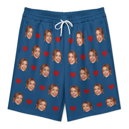 Custom Face Heart Men's Short Sweatpants-WEPRINTME-4