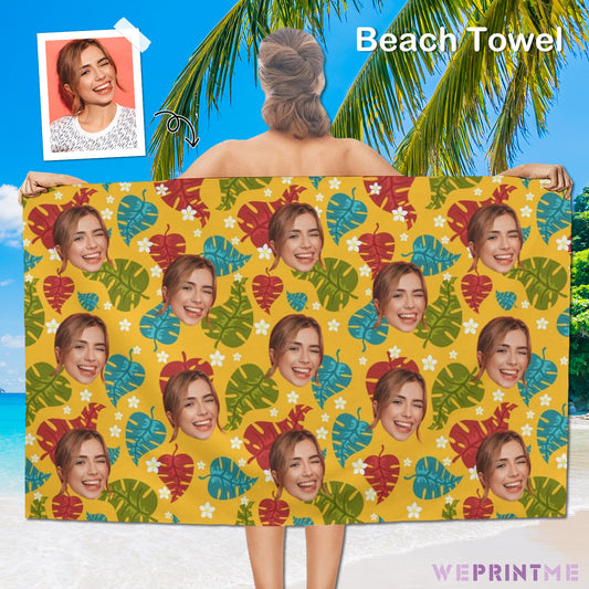 Custom Face Leaves Beach Towel-WEPRINTME-1