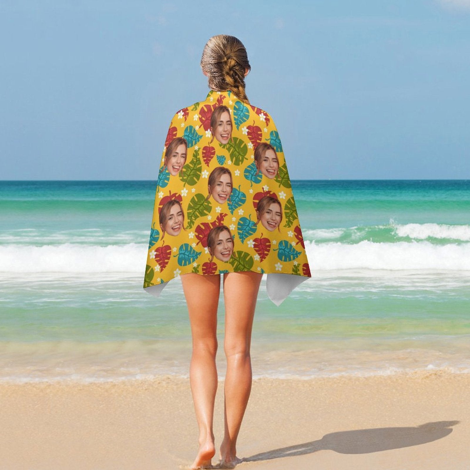 Custom Face Leaves Beach Towel-WEPRINTME-2