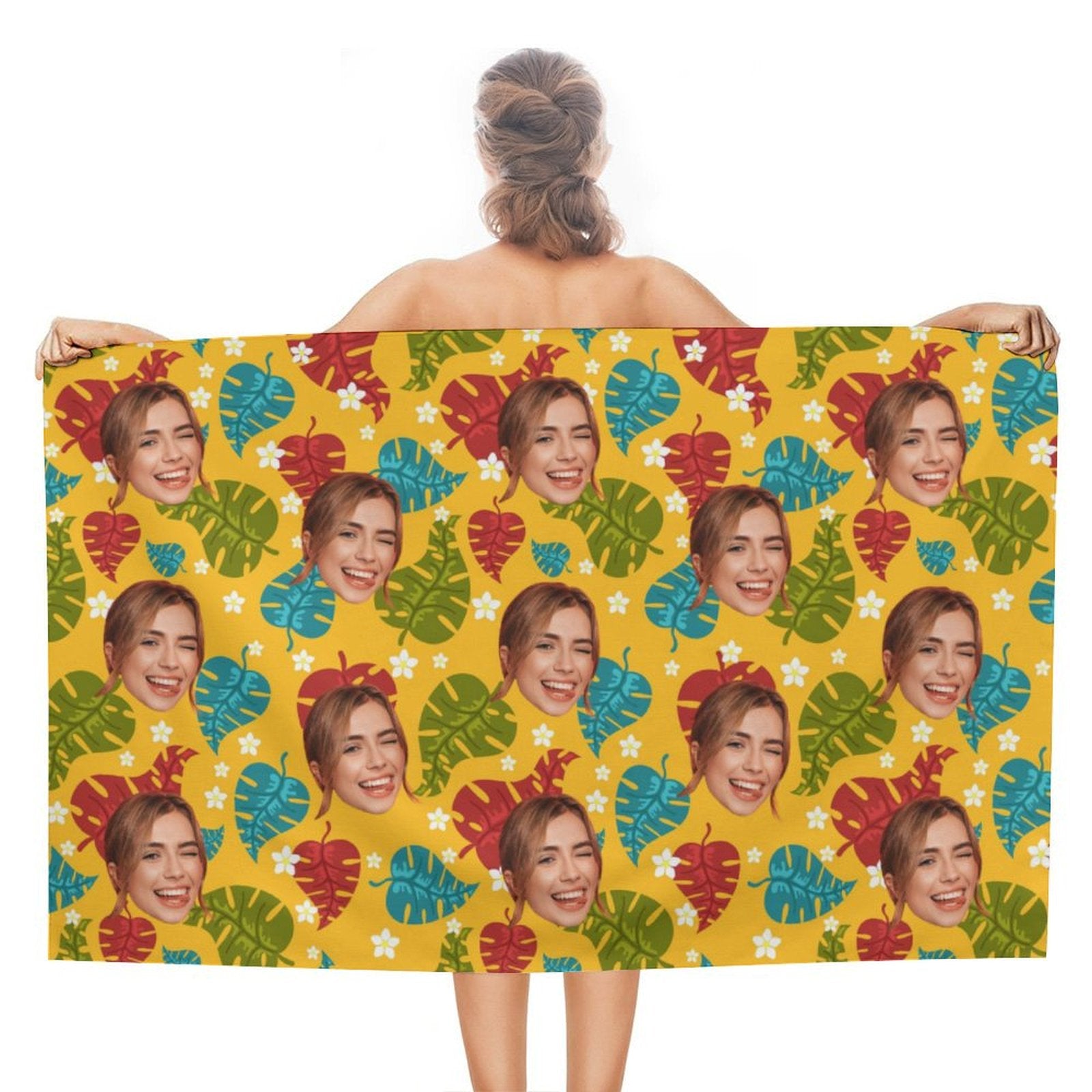 Custom Face Leaves Beach Towel-WEPRINTME-4