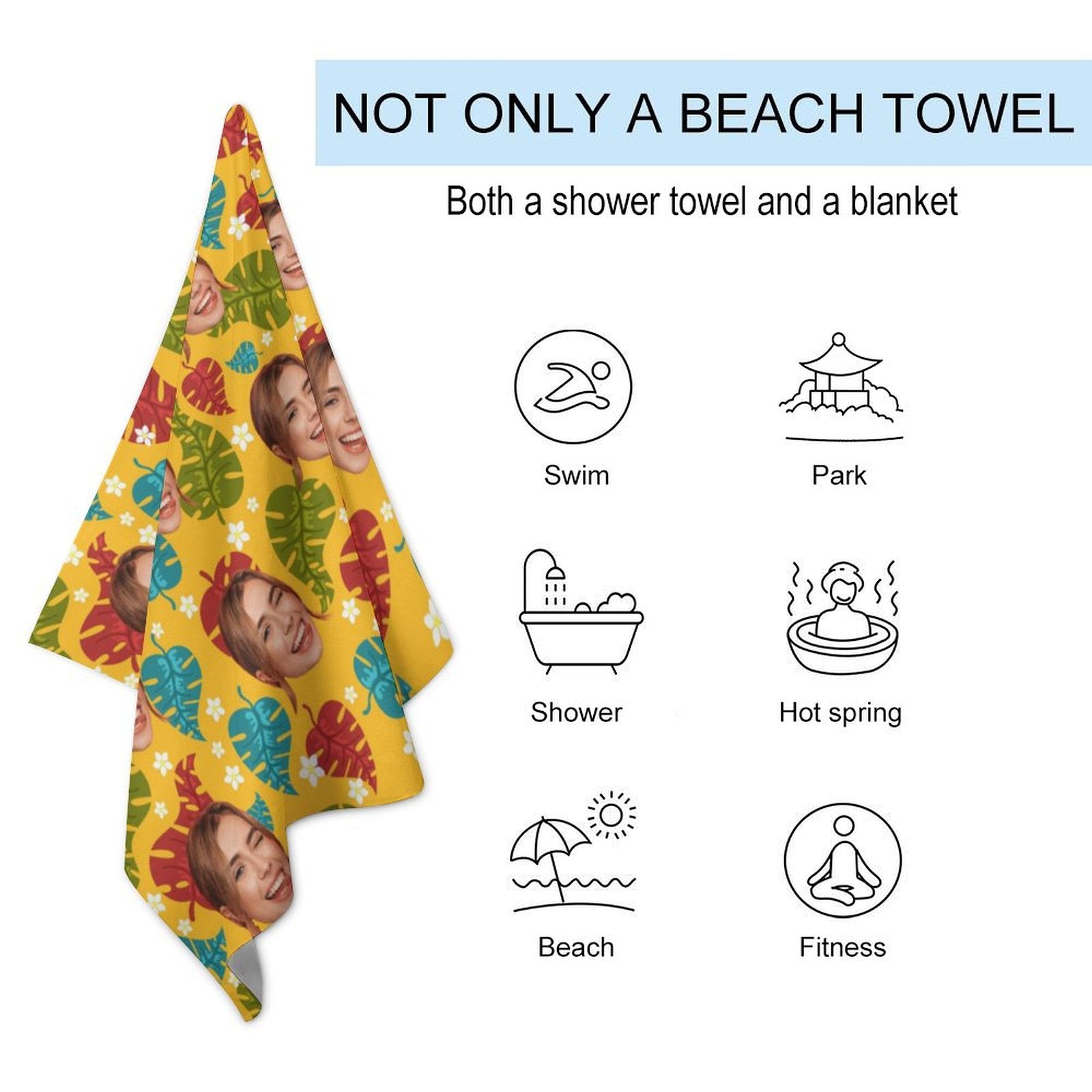 Custom Face Leaves Beach Towel-WEPRINTME-6