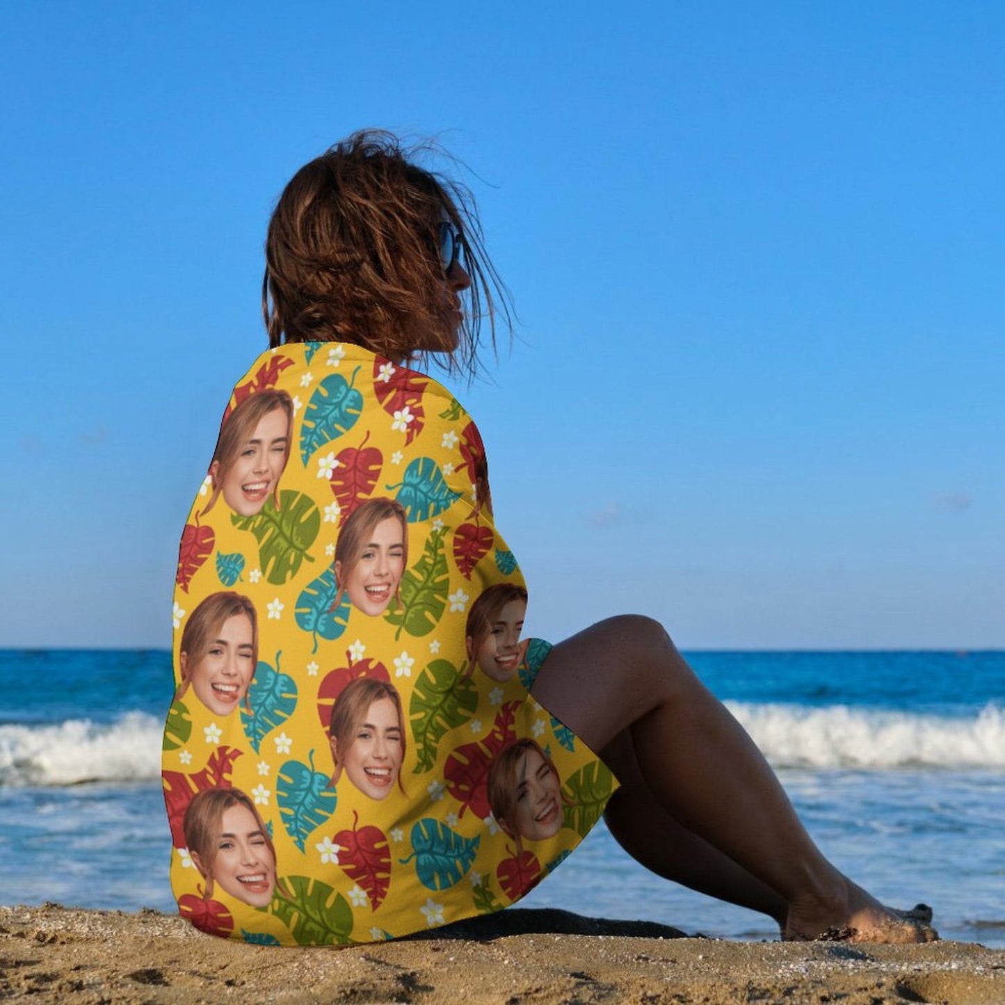 Custom Face Leaves Beach Towel-WEPRINTME-3