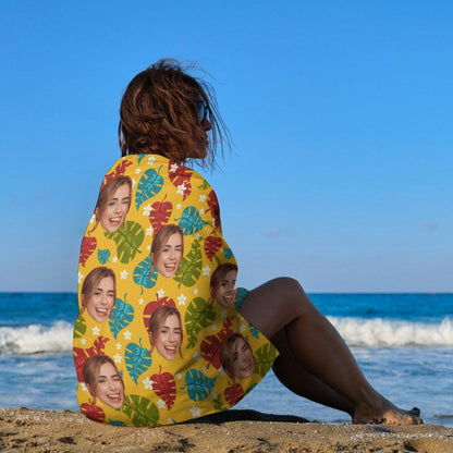 Custom Face Leaves Beach Towel-WEPRINTME-3