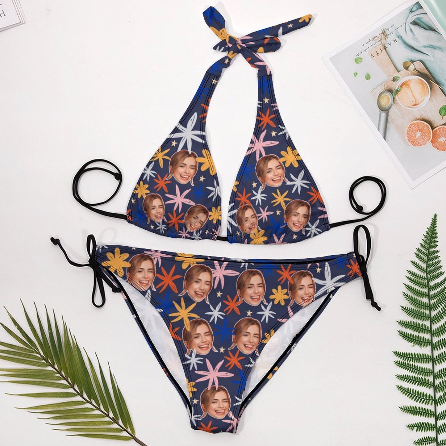Custom Face Leaves Plus Size Swimwear-WEPRINTME-4
