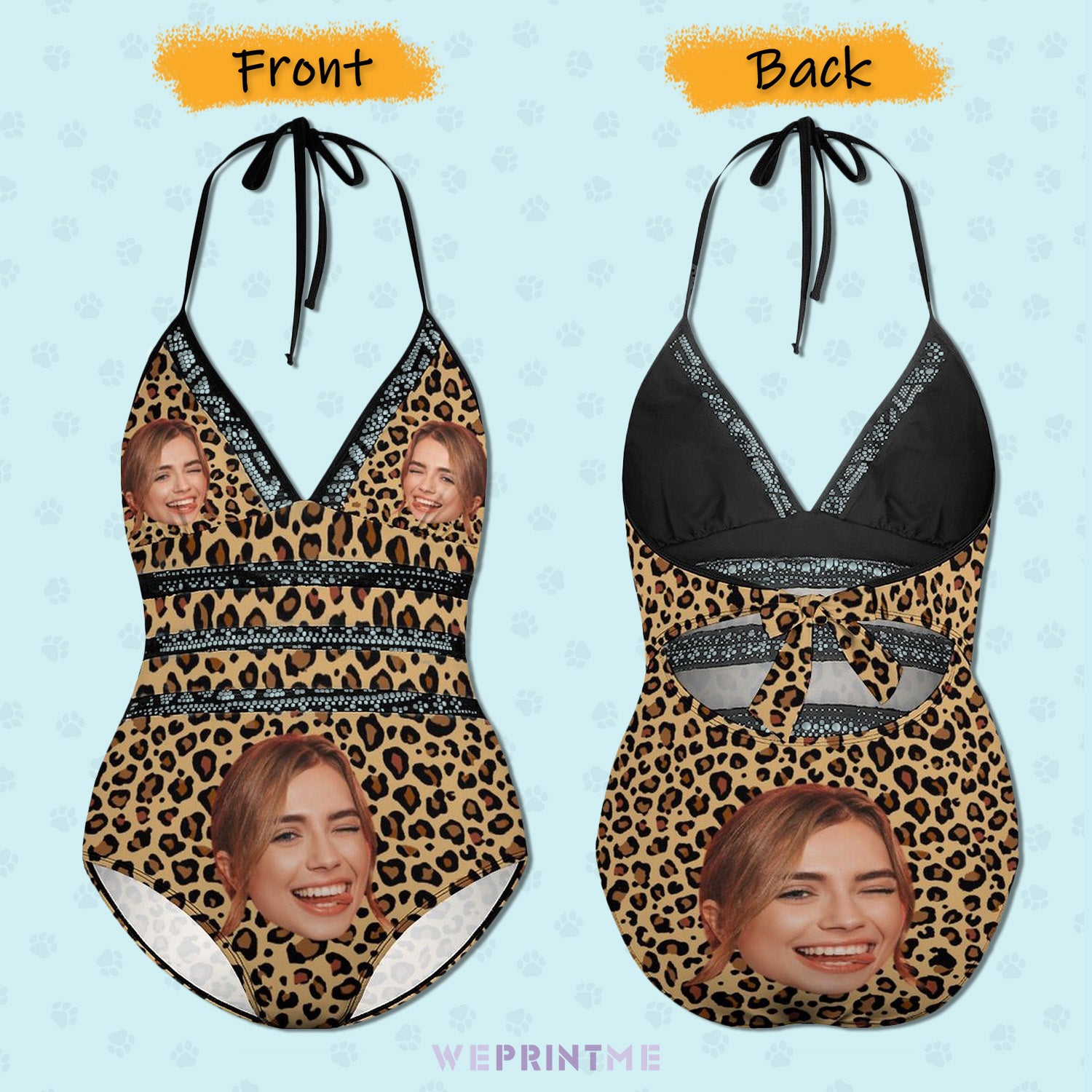 Custom Face Leopard Plus Size One-Piece Swimwear-WEPRINTME-3