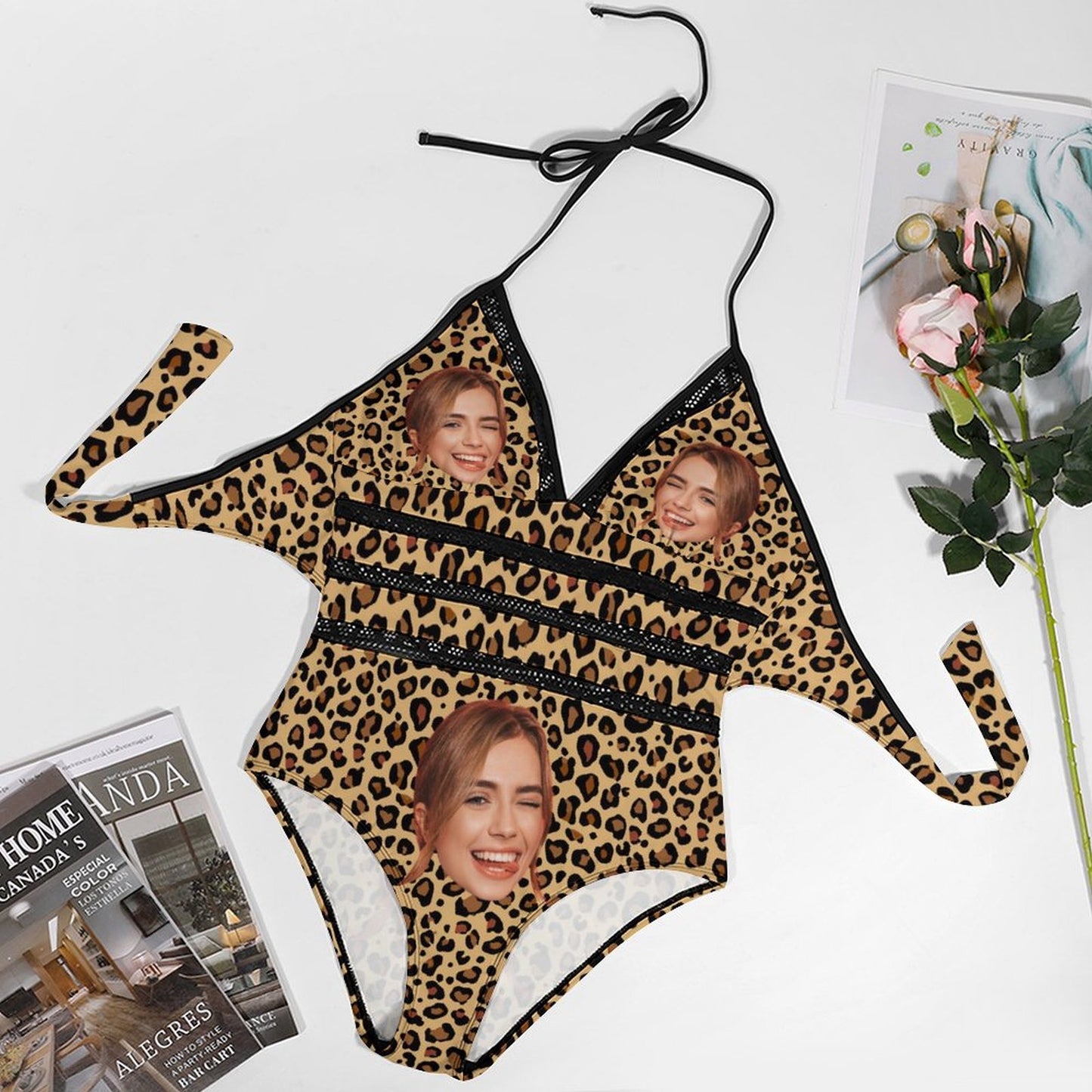 Custom Face Leopard Plus Size One-Piece Swimwear-WEPRINTME-4