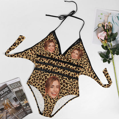 Custom Face Leopard Plus Size One-Piece Swimwear-WEPRINTME-4