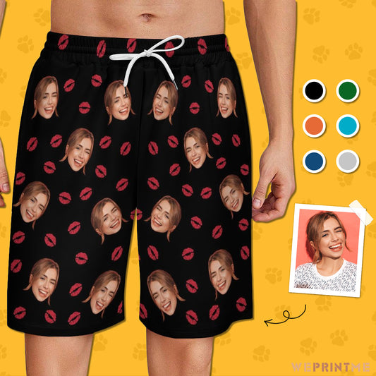 Custom Face Lips Men's Short Sweatpants-WEPRINTME-1