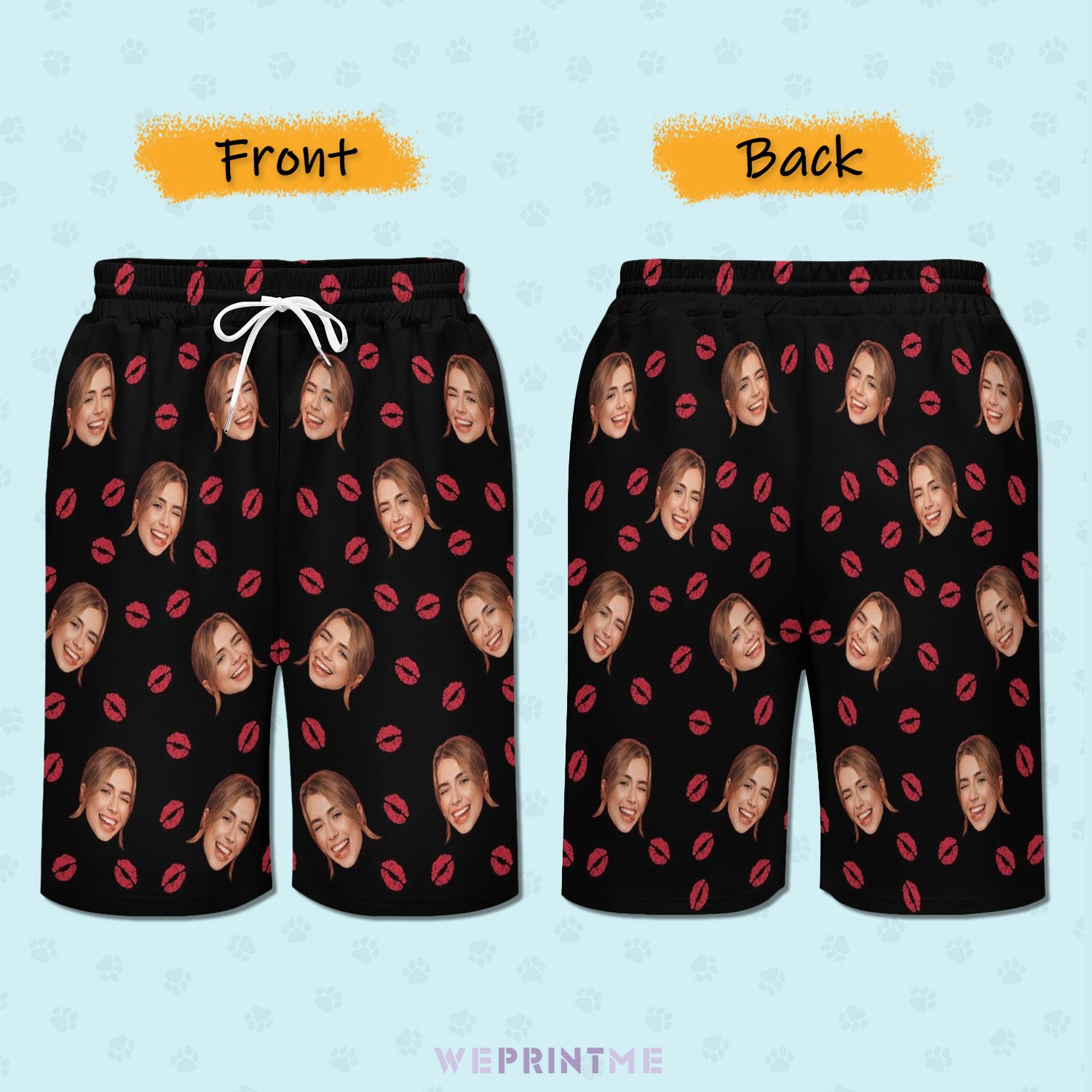 Custom Face Lips Men's Short Sweatpants-WEPRINTME-3