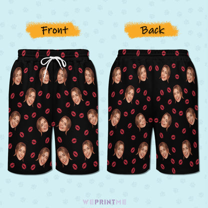 Custom Face Lips Men's Short Sweatpants-WEPRINTME-3