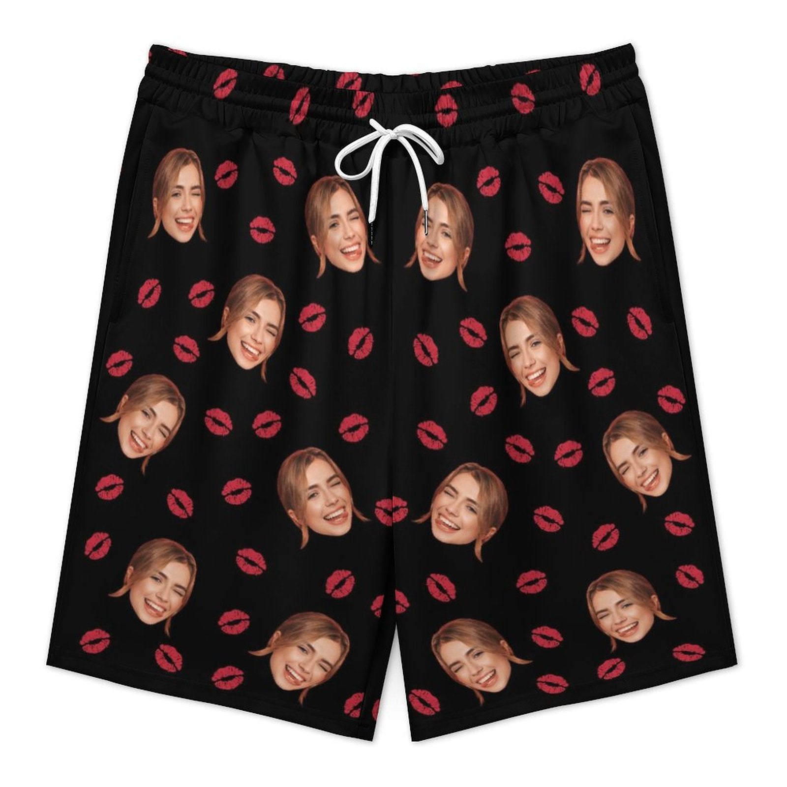 Custom Face Lips Men's Short Sweatpants-WEPRINTME-4