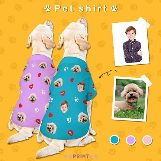 Custom Face Pet Shirt Heart Paws Pet Costume-WEPRINTME-1