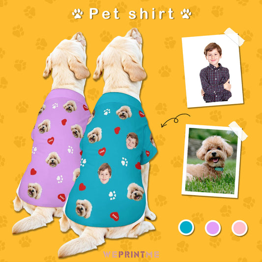 Custom Face Pet Shirt Heart Paws Pet Costume-WEPRINTME-1