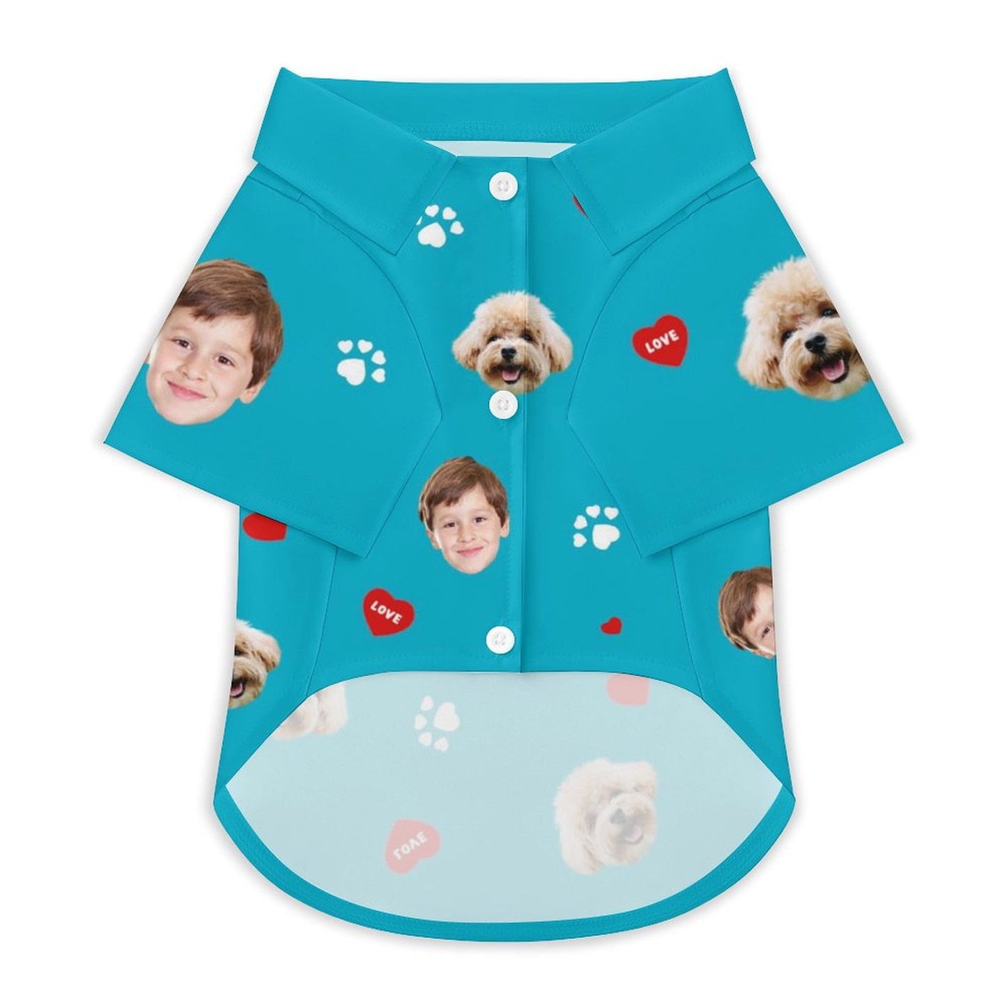 Custom Face Pet Shirt Heart Paws Pet Costume-WEPRINTME-3
