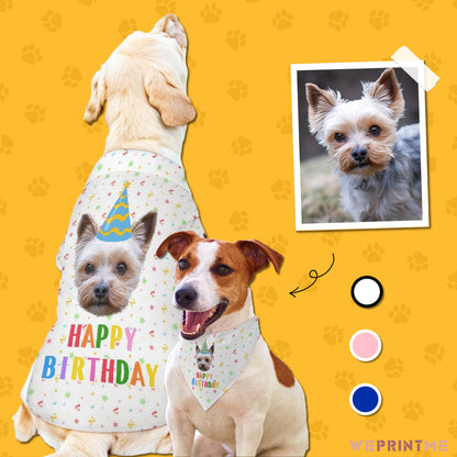 Custom Face Pet Shirt and Scarf Birthday Pet Costume-WEPRINTME-1