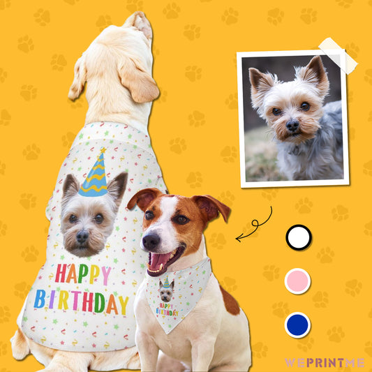 Custom Face Pet Shirt and Scarf Birthday Pet Costume-WEPRINTME-1