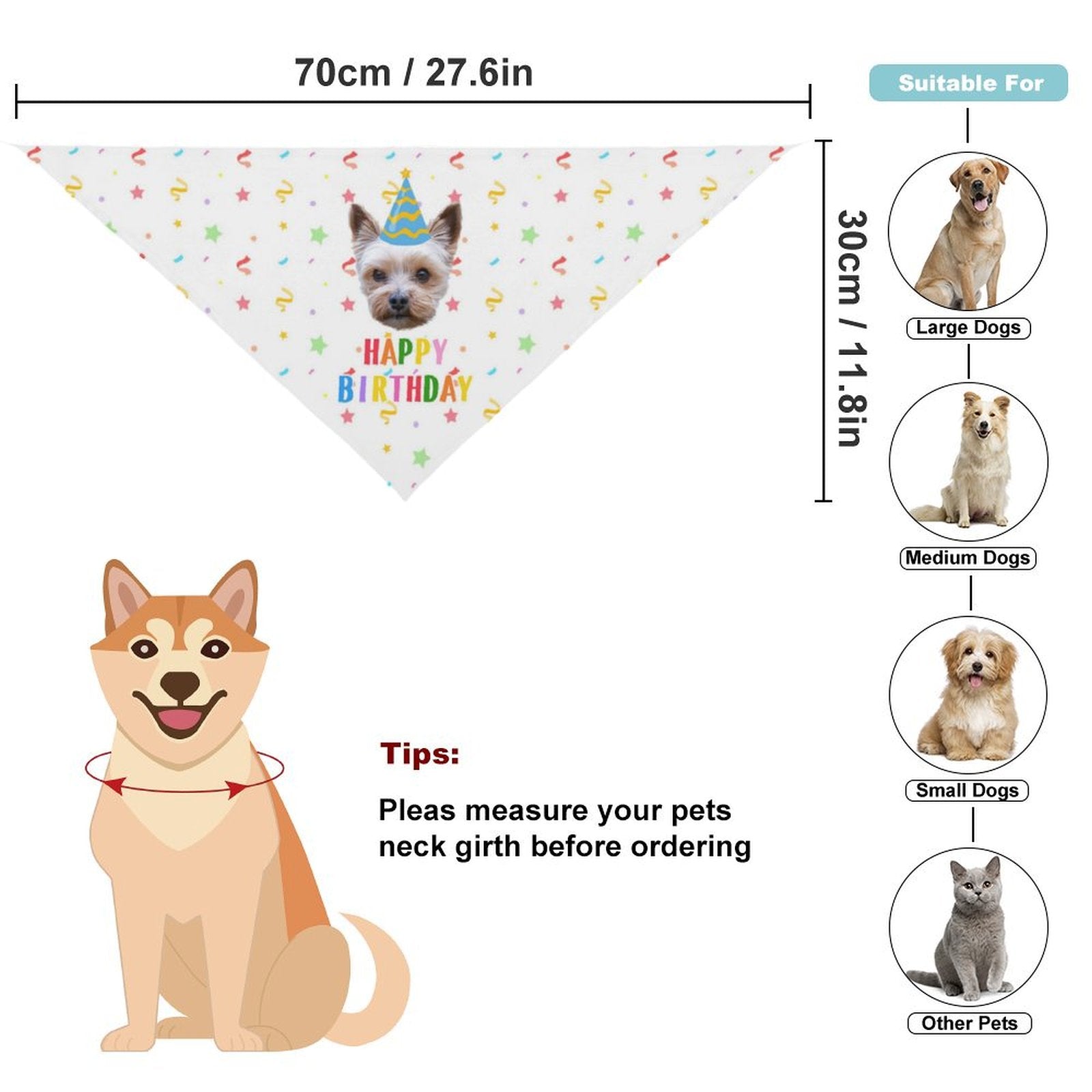 Custom Face Pet Shirt and Scarf Birthday Pet Costume-WEPRINTME-8