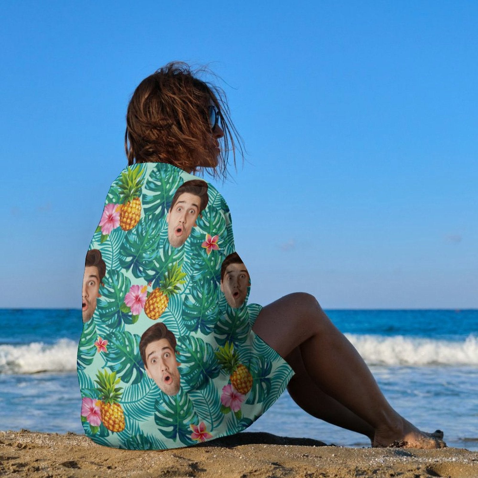 Custom Face Pineapple Beach Towel-WEPRINTME-3