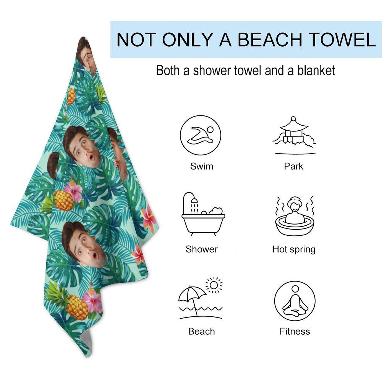 Custom Face Pineapple Beach Towel-WEPRINTME-6
