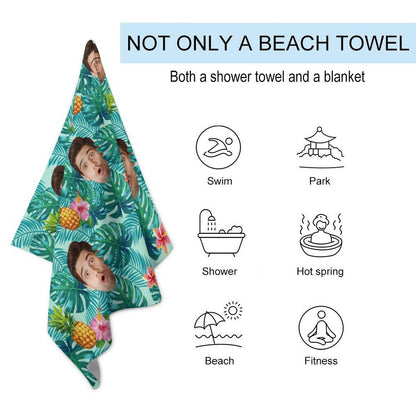 Custom Face Pineapple Beach Towel-WEPRINTME-6