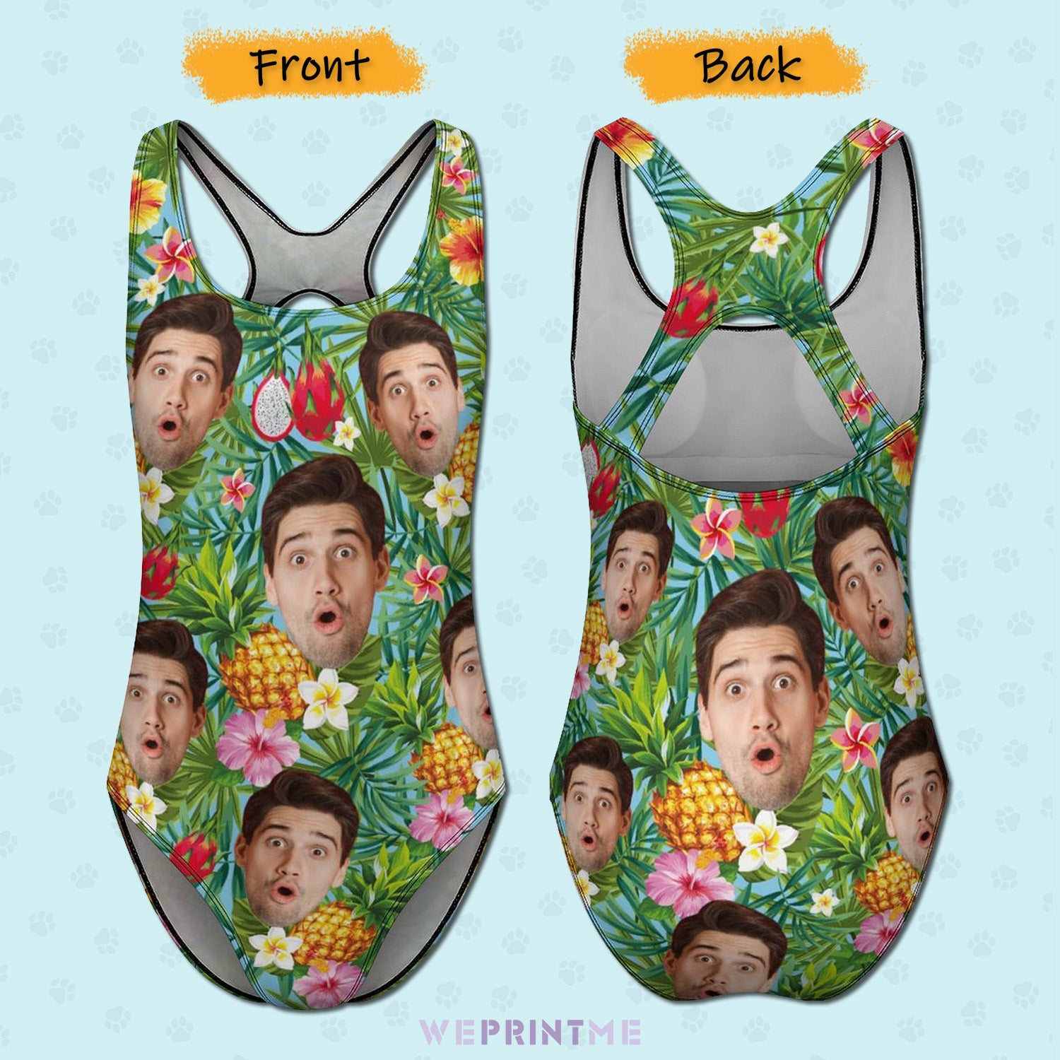 Custom Face Pineapple Women's One-Piece Swimsuit-WEPRINTME-3