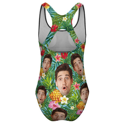 Custom Face Pineapple Women's One-Piece Swimsuit-WEPRINTME-5