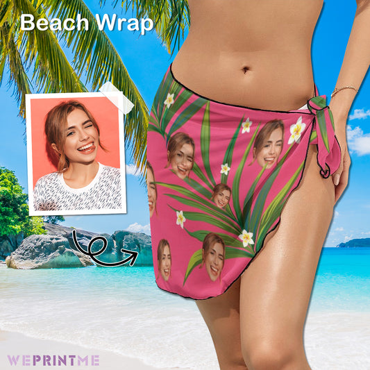 Custom Face Pink Hawaiian Beach Wrap-WEPRINTME-1